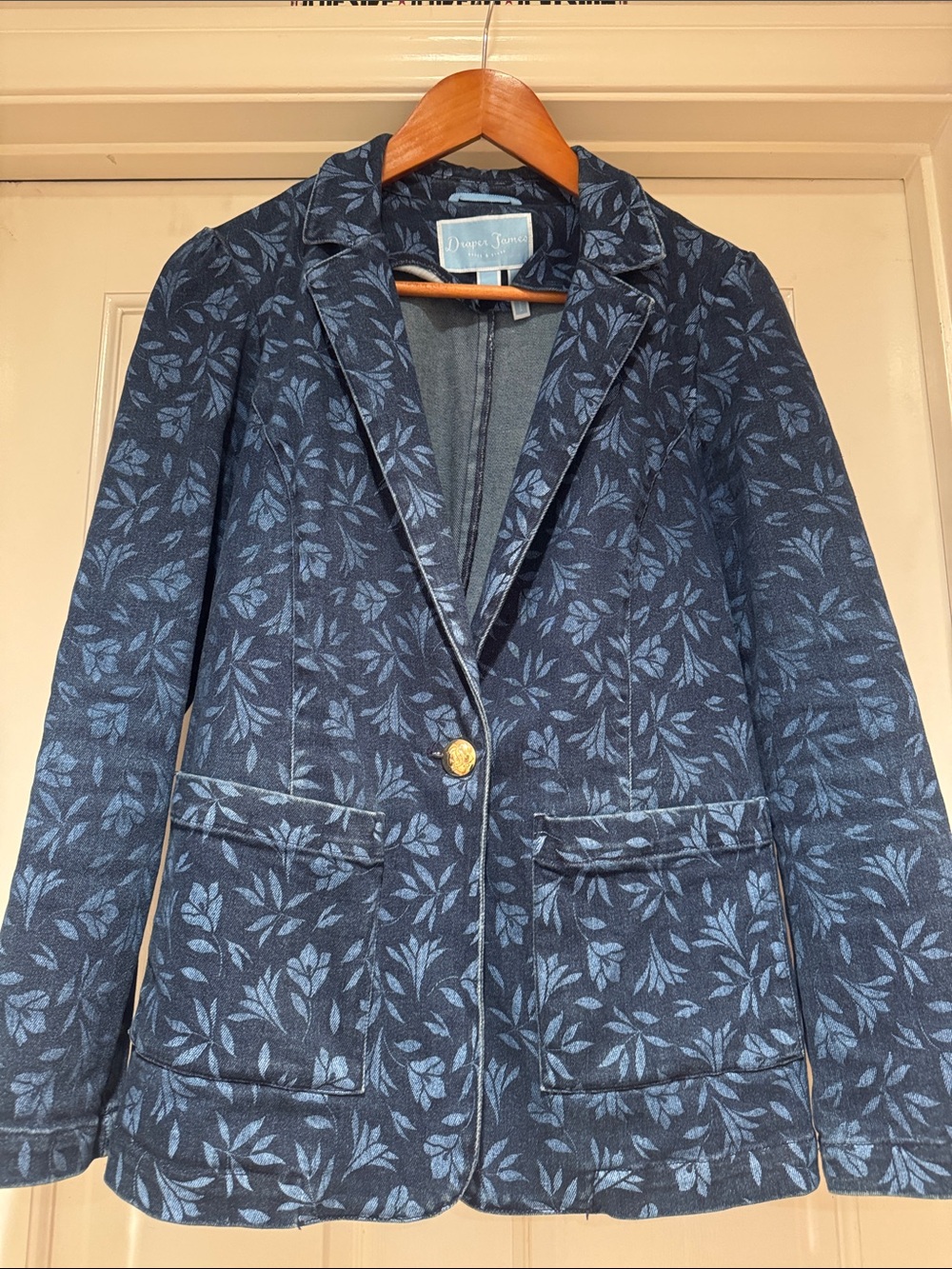 Draper James Navy Floral Jean Blazer Jacket